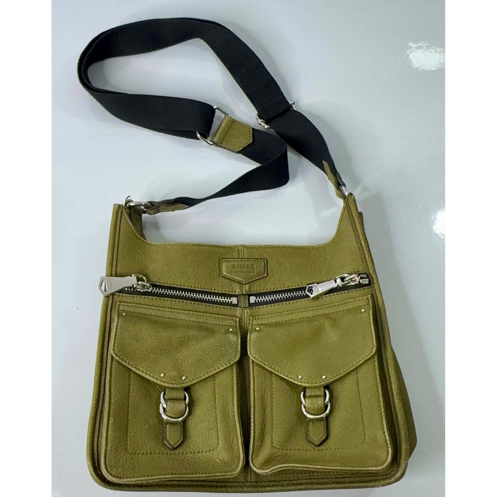 Aimee Kestenberg Road Trip Crossbody Bag Olive Green Pebble Leather Pockets City
